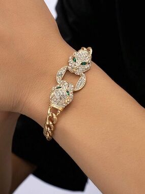 Emerald Gaze Panther Link Bracelet